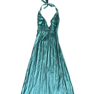 Zara Teal XS Sexy Pleated Maxi Dress NWT